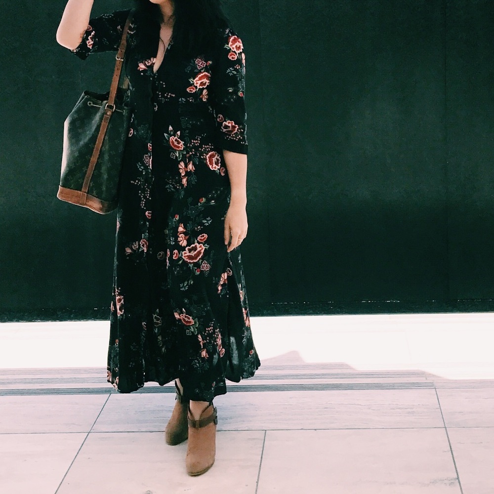 Zara maxi shirt dress with floral print